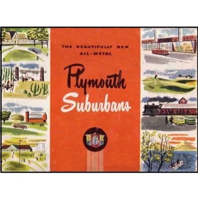 12-page color showroom sales catalog for 1950 Plymouth Suburban all-steel station wagon