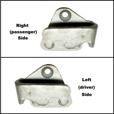 Choice of PN 1650838 (RH) or 1650839 (LH) door latch striker for 1956-59 Chrysler Corp. passenger cars