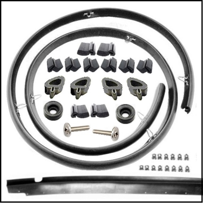 Hood-to-radiator & hood-to-cowl seals with correct retaining clips; (16) hood snubbers and (2) leveling screws