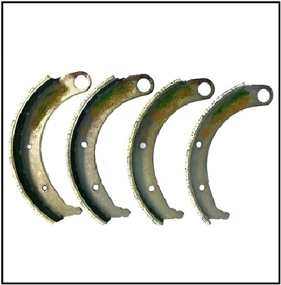 Set of (4) relined bonded brake shoes for all 1935-47 Dodge and Plymouth trucks
