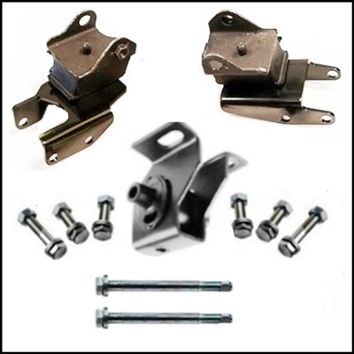 Engine mount insulators w/brackets & transmission mount for 1970-74 Plymouth & Dodge E-Body with 318 - 340 - 360 CID engines