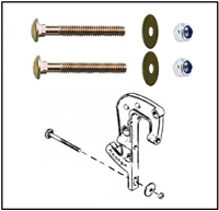 Stainless-steel 3 1/2" transom bolt set with over-size washers and nylon insert lock nuts for 1958-66 Mercury outboards with shock absorbers