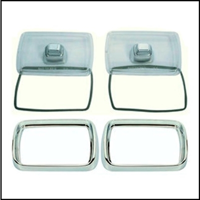 Set of parking/turn signal lneses and chrome bezels for all 1967 Plymouth Barracuda