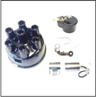 Distributor cap, rotor, breaker points and condenser for Chris-Craft/Hercules model "K" - "KL" - "KBL" - "KFL" - "KLC"; "M" - "ML" - "MBL" - "MCL" and "W" - "WB" - "WO" 6-cylinder engines