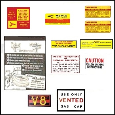11-piece decal set for 1957-58 Plymouth Belvedere - Fury - Plaza - Savoy