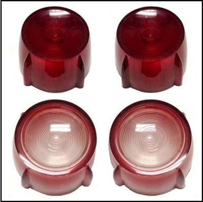 4-piece set of tail/stop/turn signal lamp/back-up light lenses for all 1957 Dodge D-100 Sweptside pickups