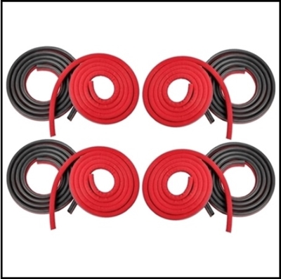 Color-keyed door weatherstrip/windlace set for 1962-65 Plymouth Belvedere; 1962-64 Fury - Savoy; 1962 Dodge Dart; 1963-64 Polara - 330 - 440; 1965 Coronet 2/4-door sedans and wagons