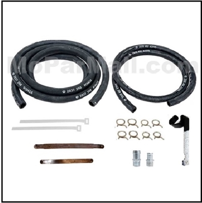 Heater hose, bracket, nipple & clamp set for 1970-74 Plymouth Fury; 1970-74 Dodge Polara - Monaco; 1970-74 Chrysler and 1970-74 Imperial