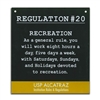 Metal Sign - Alcatraz Regulation 20