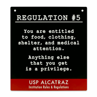 Metal Sign - Alcatraz Regulation 5