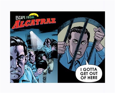 Lenticular Postcard Alcatraz Comic Escape 1962