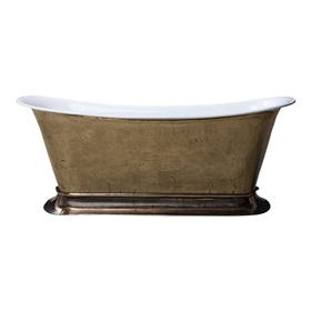 'The Bordeaux-Bronze67' 67" Cast Iron Chariot Tub with PURE METAL Polished Bronze Exterior