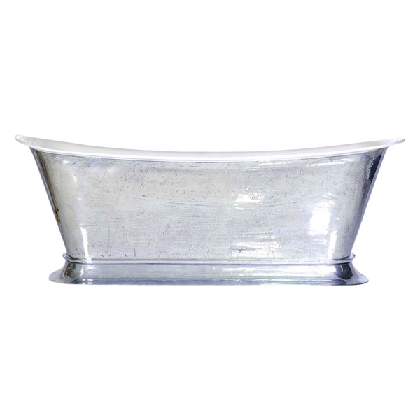 'The Bordeaux-PZ-59' 59" Cast Iron Chariot Tub with PURE METAL Polished Zinc Exterior and Drain