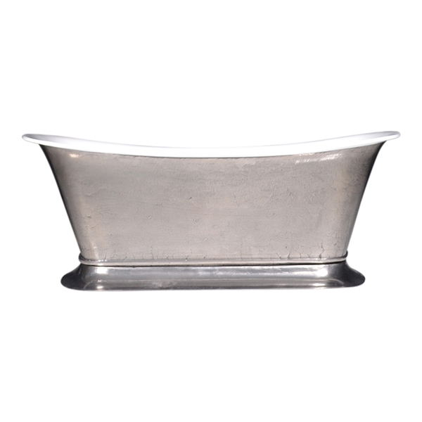 'The Bordeaux-73-SS' 73" Cast Iron Chariot Tub with PURE METAL Stainless Steel Exterior and Drain