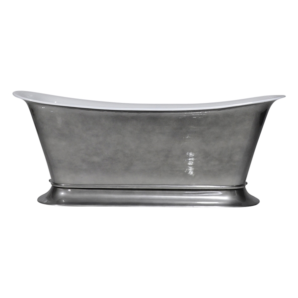 'The Bordeaux-73-AC' 73" Cast Iron Chariot Tub with Aged Chrome Exterior and Drain