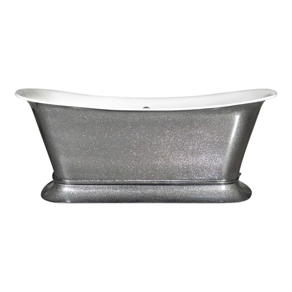 'Bordeaux-Diamond Bling67' 67" Cast Iron Chariot Tub with Stunning Diamond Bling Exterior and Drain