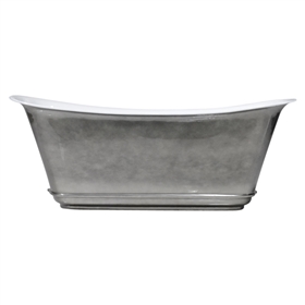 'The Charroux-59-AC' 59" Cast Iron Chariot Tub with Aged Chrome Exterior and Drain