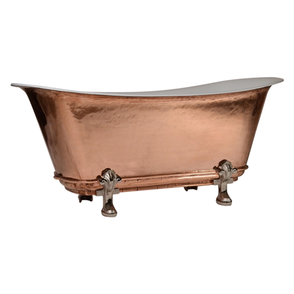 'The Fontenay-PC-59' 59" Cast Iron Chariot Clawfoot Tub with PURE METAL Polished Copper Exterior and Drain