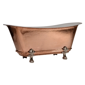 'The Fontenay-PC-73' 73" Cast Iron Chariot Clawfoot Tub with PURE METAL Polished Copper Exterior and Drain