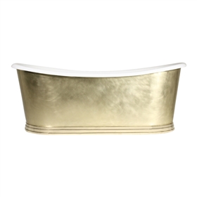 <strong>'The Ladykirk59' </strong><br>59" Cast Iron French Bateau Tub with Mixed Finish Solid Brass Exterior plus Drain