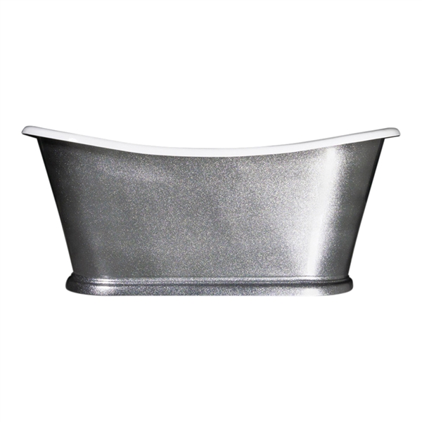 'Paris-Diamond Bling67' 67" Cast Iron French Bateau Tub with Stunning Diamond Bling Exterior and Drain