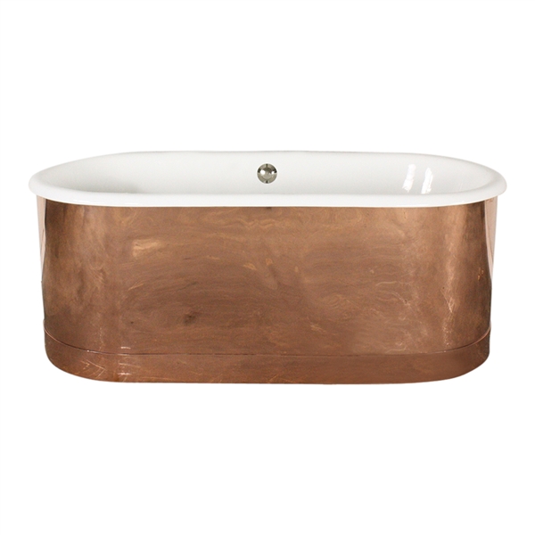 'The Bishopsgate73' 73" Cast Iron Double Ended Tub with Mirror Polished Solid Copper Exterior and Drain