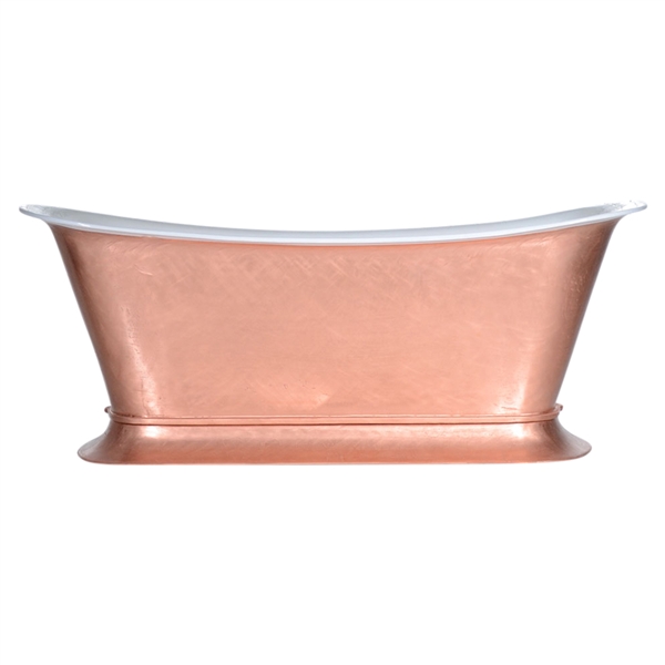 'The Bordeaux-LFCU-73' 73" Freestanding Cast Iron Chariot Tub with a Burnished Copper Exterior plus Drain