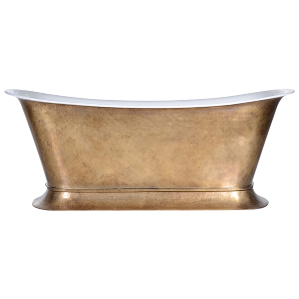 'The BordeauxAgedBrass59' 59" Cast Iron Chariot Tub with PURE METAL Aged Brass Exterior and Drain