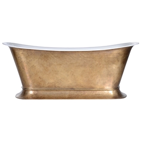 'The BordeauxAgedBrass73' 73" Cast Iron Chariot Tub with PURE METAL Aged Brass Exterior and Drain