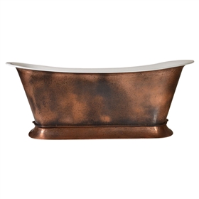 'The BordeauxAgedCopper59' 59" Cast Iron Chariot Tub with PURE-METAL Aged Copper Exterior and Drain