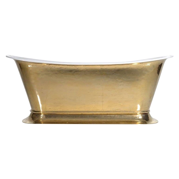 'The Bordeaux-PB-59' Cast Iron Chariot Tub with PURE METAL Polished Brass Exterior and Drain