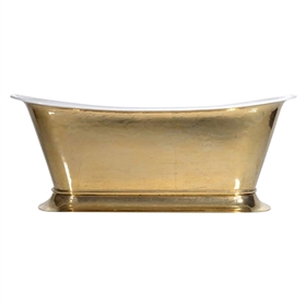 'The Bordeaux-PB-67' Cast Iron Chariot Tub with PURE METAL Polished Brass Exterior and Drain