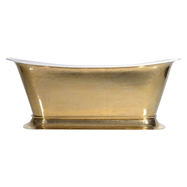 'The Bordeaux-PB-67' Cast Iron Chariot Tub with PURE METAL Polished Brass Exterior and Drain