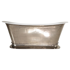 'The Bordeaux-PN73' 73" Cast Iron Chariot Tub with PURE-METAL Polished Nickel Exterior and Drain