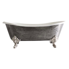 'The Bridlington73' 73" Cast Iron French Bateau Clawfoot Tub with HAND BURNISHED Natural Iron Exterior and Drain