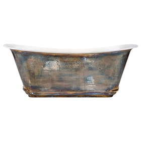 'The Charroux-TB59' 59" Cast Iron Chariot Tub with PURE METAL Tempered Brass Exterior and Drain