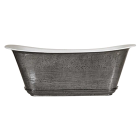 'The Charroux-59-IB' 59" Cast Iron Chariot Tub with HAND BURNISHED Natural Iron Exterior and Drain