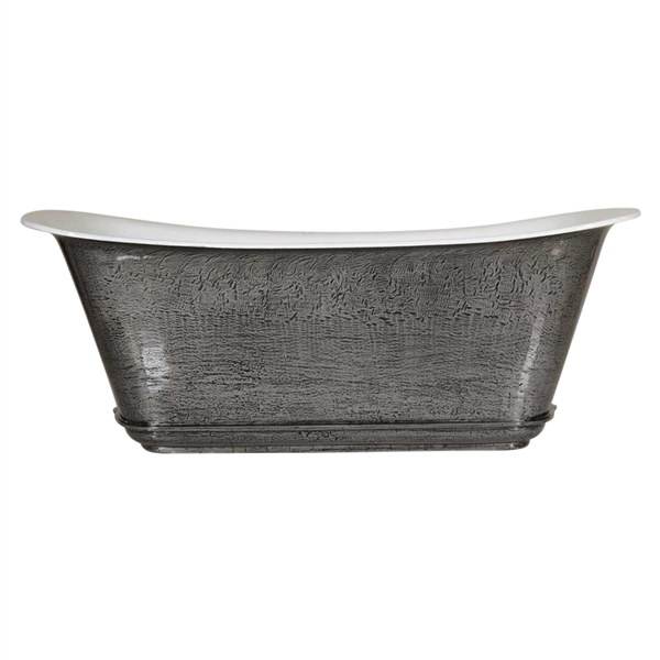 'The Charroux-67-IB' 67" Cast Iron Chariot Tub with HAND BURNISHED Natural Iron Exterior and Drain