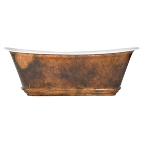 'The Charroux-ACL-67' 67" Freestanding Cast Iron Chariot Tub with Artist Applied Antiqued Copper Leafing Exterior