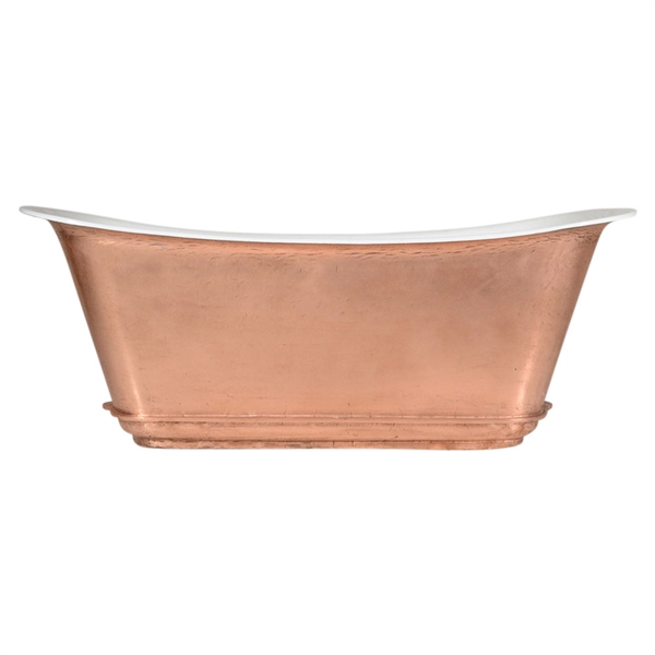 'The Charroux-LFCU-73' 73" Freestanding Cast Iron Chariot Tub with a Burnished Copper Exterior plus Drain