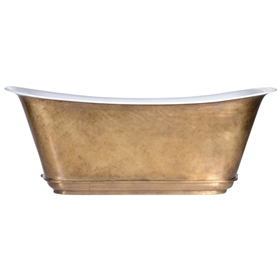 'The CharrouxAgedBrass59' 59" Cast Iron Chariot Tub with PURE METAL Aged Brass Exterior and Drain