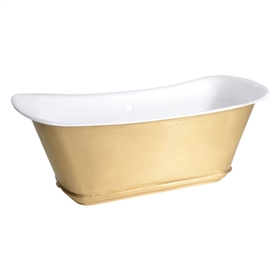 'The Charroux-LFBU-59' 59" Cast Iron Chariot Tub with a Burnished Brass Exterior plus Drain