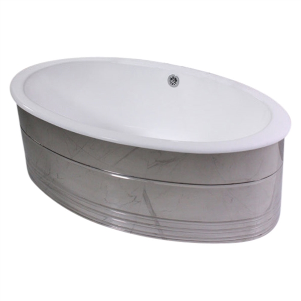 'The Dorchester' 65" Oval Cast Iron Double Ended Tub Package with MIRROR POLISHED Stainless Steel Exterior