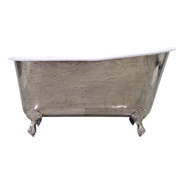 'The Easby-PN-57' 57" Cast Iron Swedish Slipper Clawfoot Tub with PURE METAL Polished Nickel Exterior and Drain