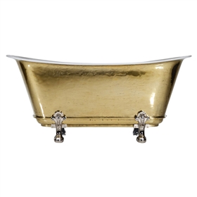 'The Fontenay-PB-67' 67" Cast Iron Chariot Clawfoot Tub with PURE METAL Polished Brass Exterior and Drain