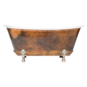 'The Fontenay-ACL-59' 59" Freestanding Cast Iron Chariot Clawfoot Tub with Artist Applied Antiqued Copper Leafing Exterior and Drain