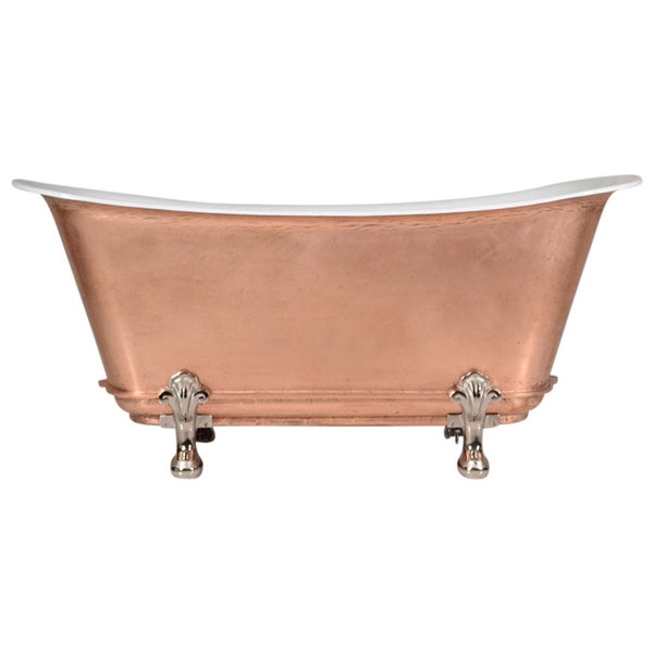 'The Fontenay-LFCU-67' 67" Freestanding Cast Iron Chariot Clawfoot Tub with a Burnished Copper Exterior plus Drain