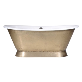'The Furness-LFBU-66' 66" Cast Iron French Bateau Tub with  Burnished Brass Exterior and Drain