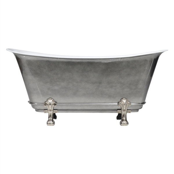'The Fontenay-AC-59' 59" Cast Iron Chariot Clawfoot Tub with Aged Chrome Exterior and Drain