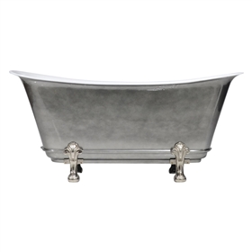 'The Fontenay-AC-67' 67" Cast Iron Chariot Clawfoot Tub with Aged Chrome Exterior and Drain